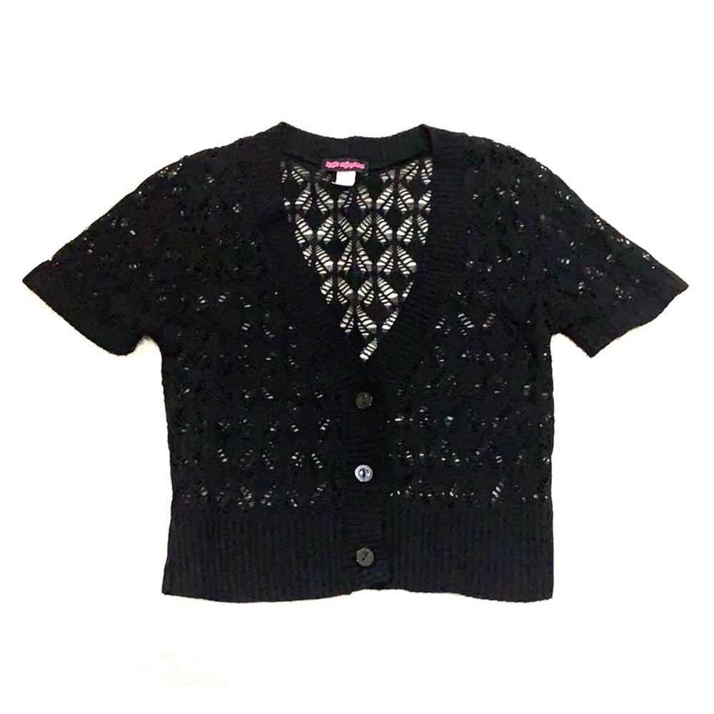 Black crop cardigan sweater